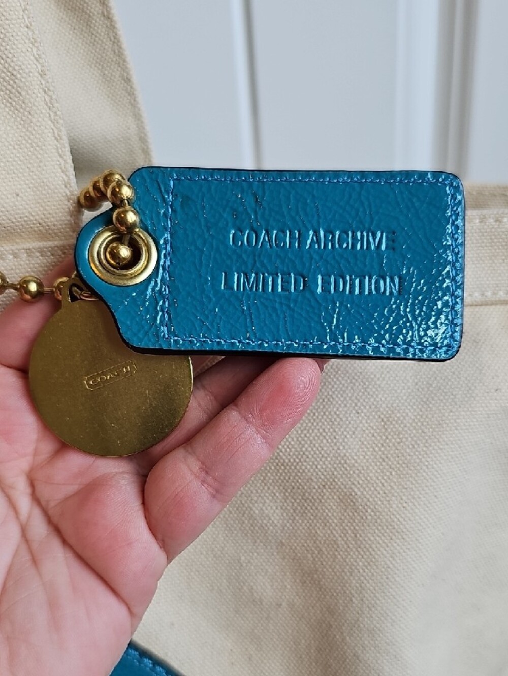 HUGE Coach Limited Edition Canvas Beach Tote - Teal Perfect Pool Bag - Picture 6 of 12